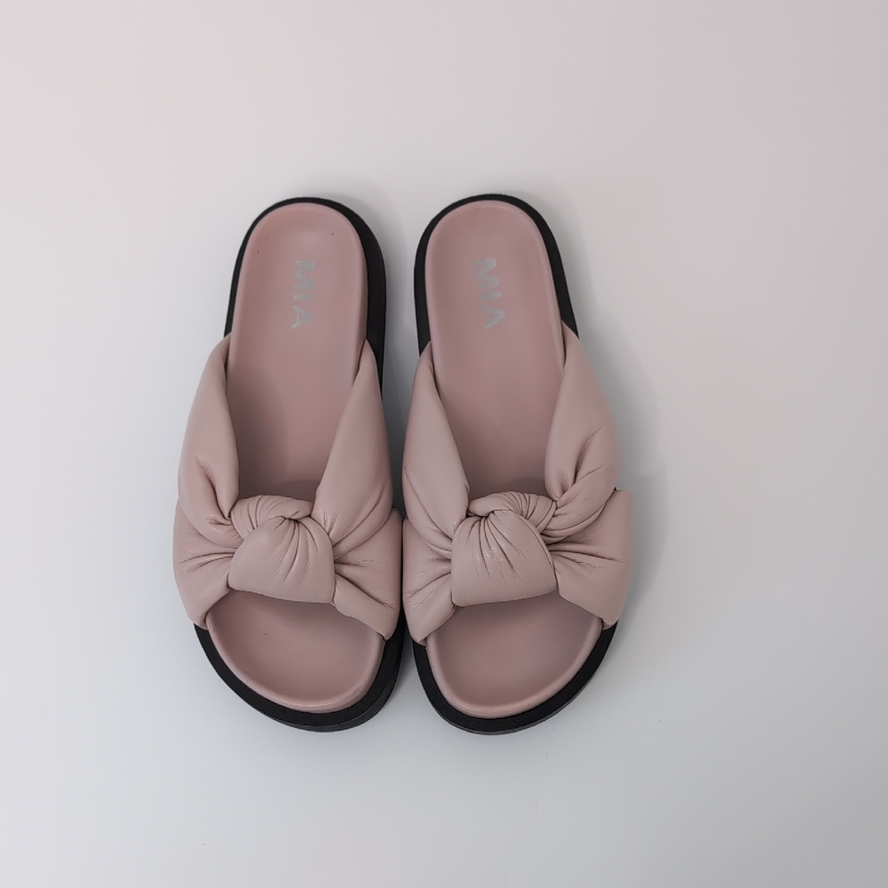MIA Blush Pink Knotted Slide Mules